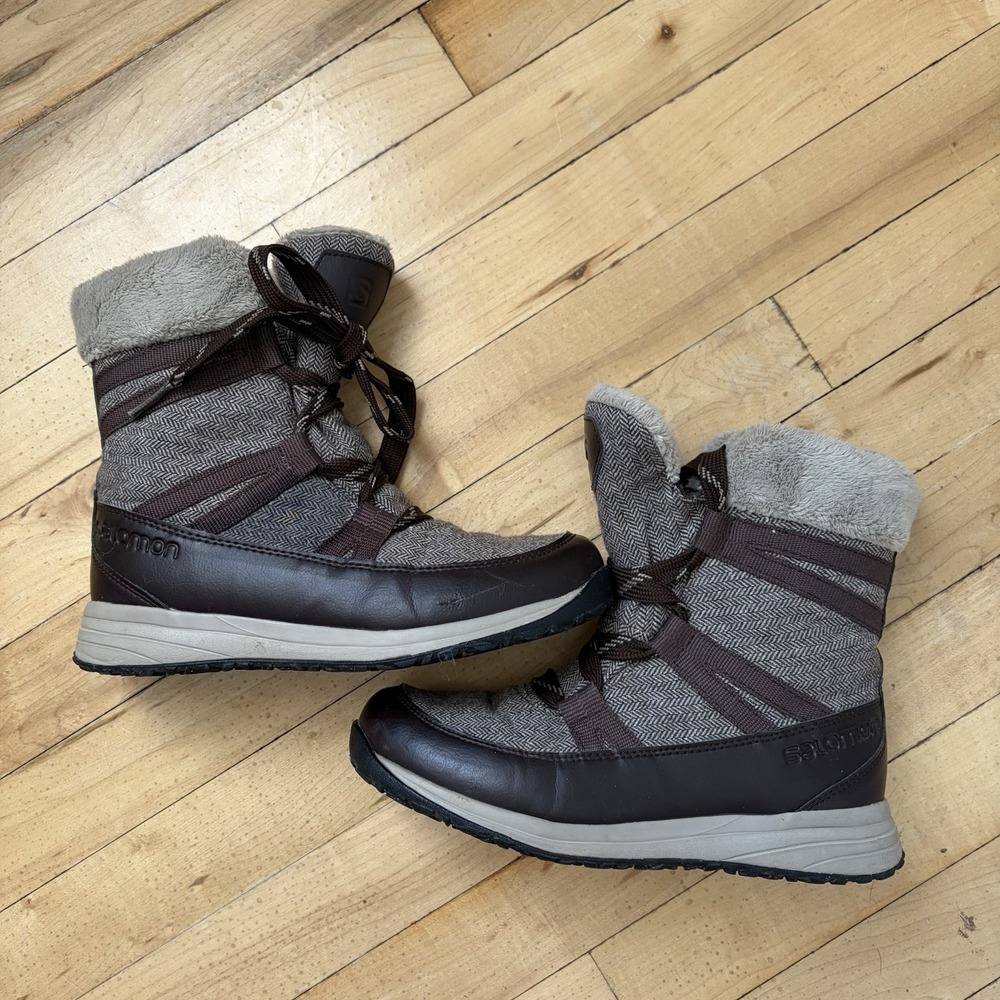 SALOMON Women's Heika CS Waterproof Snow Boots Ortholite Brown Size 5.5